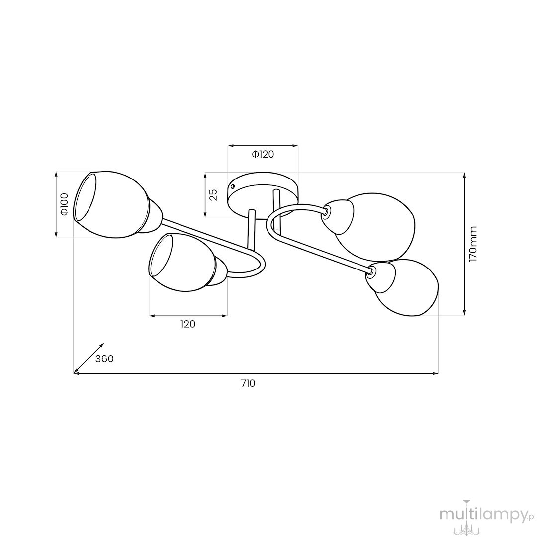 King lampa sufitowa 4xE27 złota ML2757