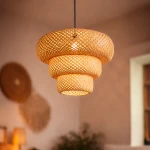 Tulum lampa wisząca 1xE27 czarna/bambus ML2586