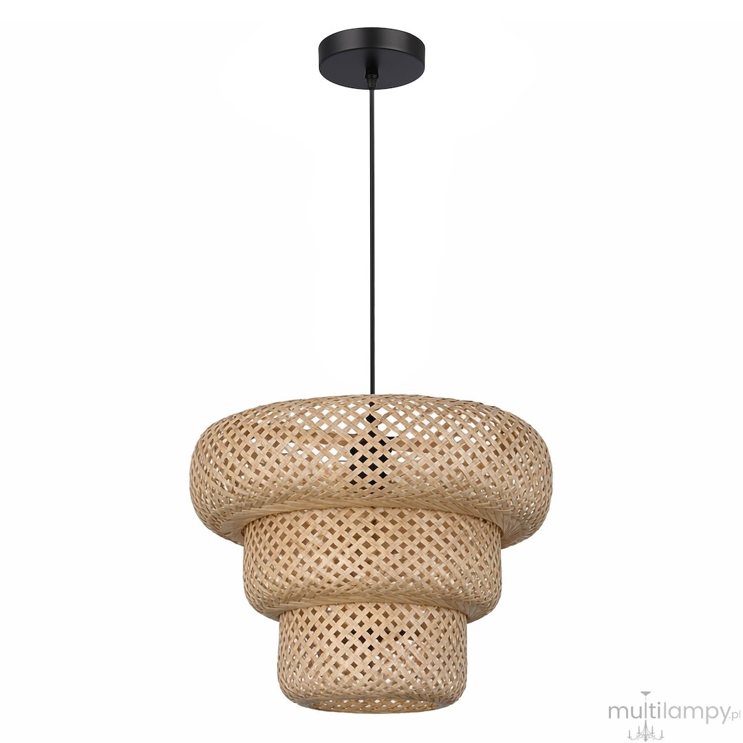 Tulum lampa wisząca 1xE27 czarna/bambus ML2586