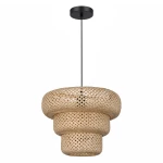 Tulum lampa wisząca 1xE27 czarna/bambus ML2586