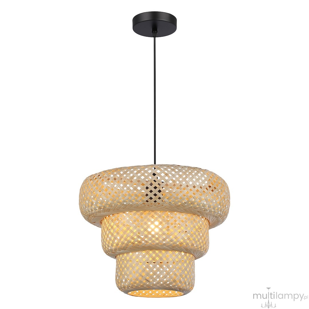 Tulum lampa wisząca 1xE27 czarna/bambus ML2586