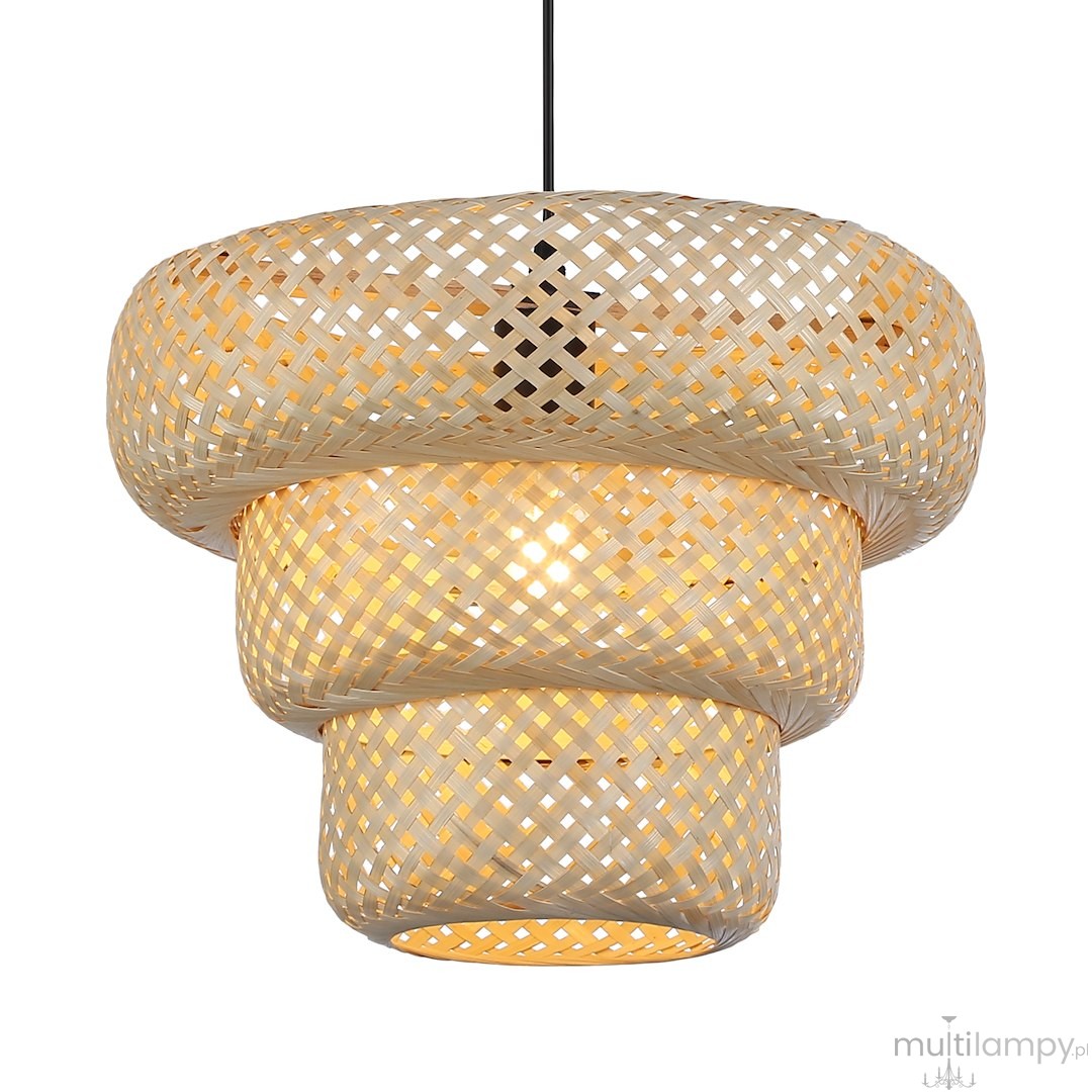 Tulum lampa wisząca 1xE27 czarna/bambus ML2586