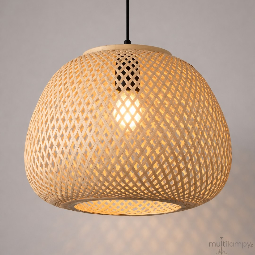 Petra lampa wisząca 1xE27 czarna/bambus ML2585