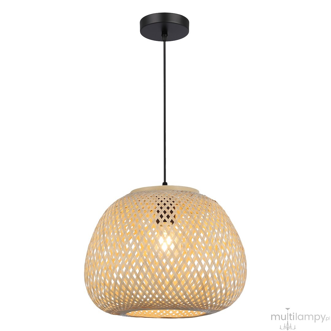 Petra lampa wisząca 1xE27 czarna/bambus ML2585