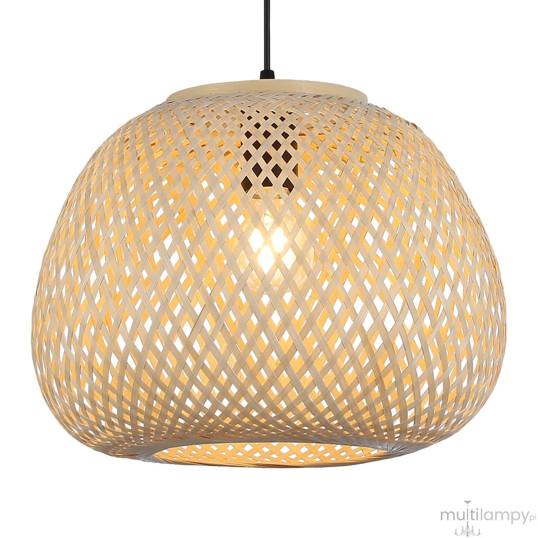 Petra lampa wisząca 1xE27 czarna/bambus ML2585