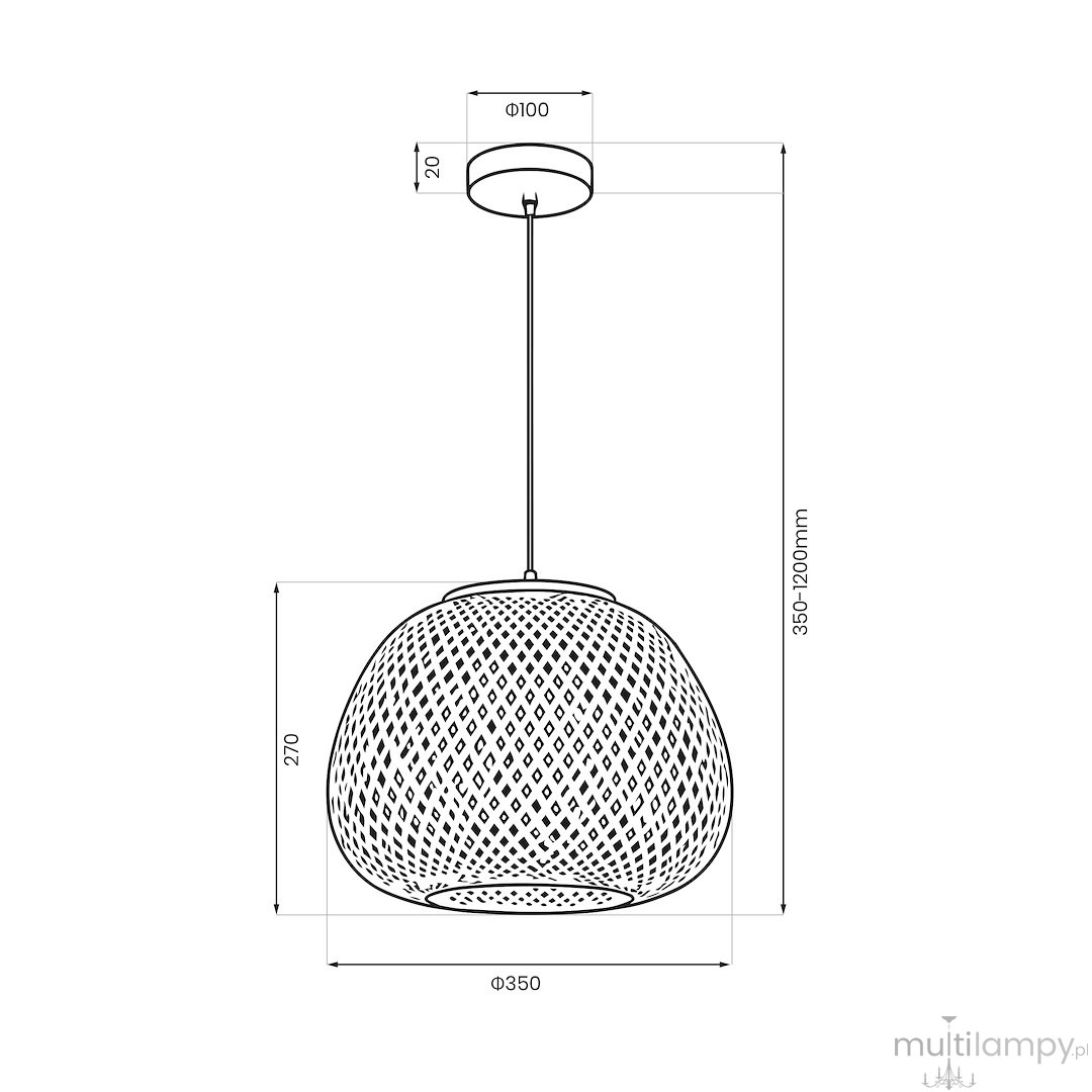 Petra lampa wisząca 1xE27 czarna/bambus ML2585
