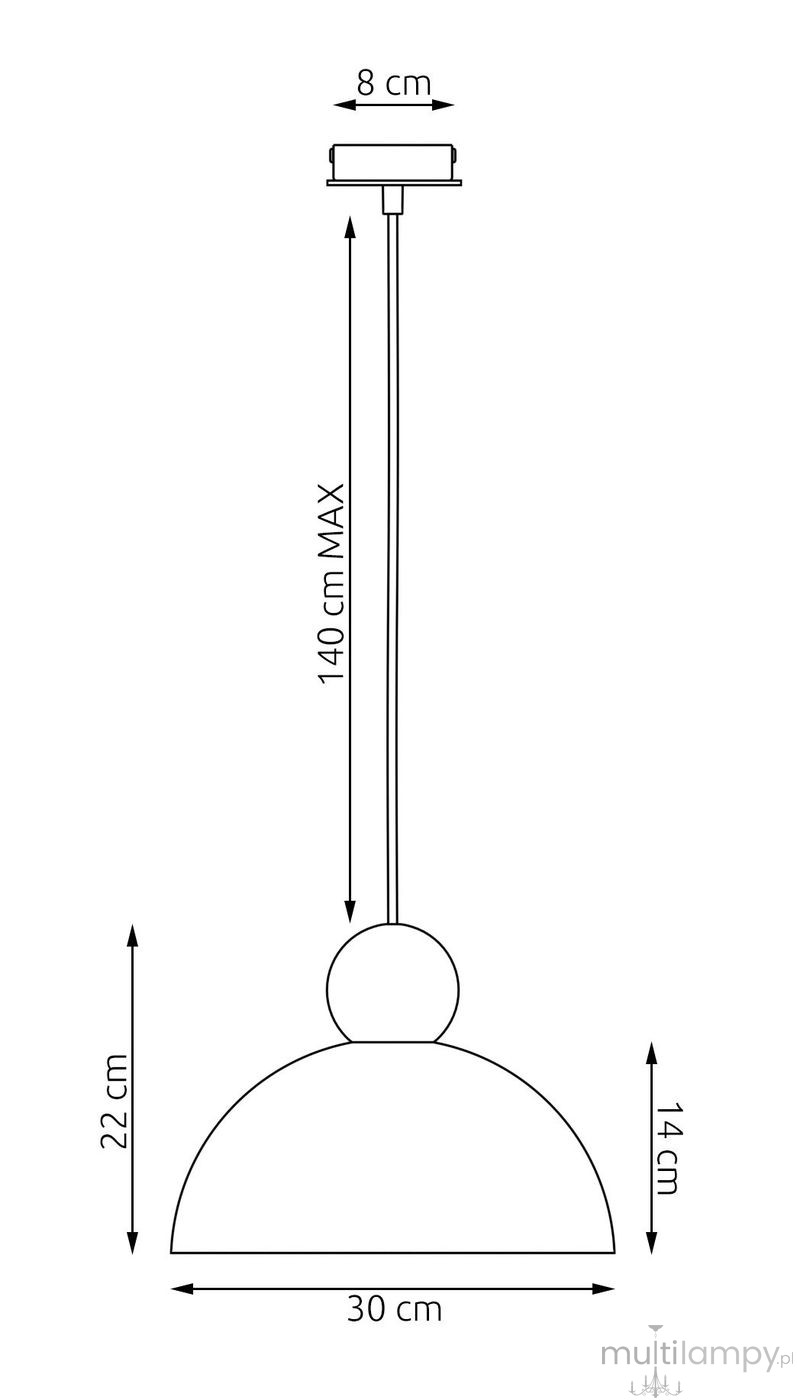 Kaki M lampa wisząca E27 czarna 1676/1M