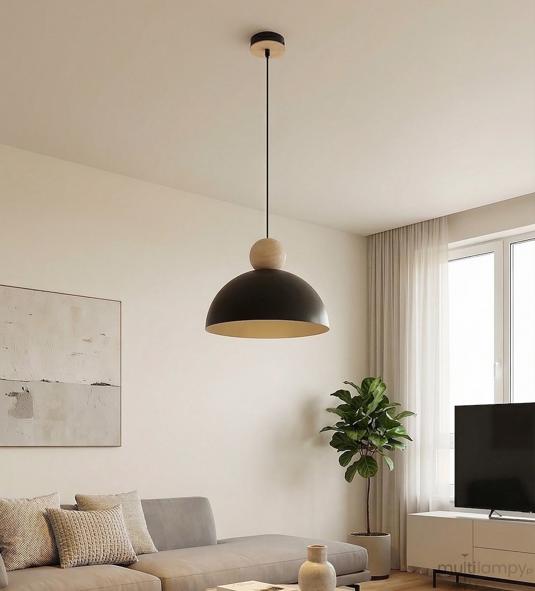Kaki M lampa wisząca E27 czarna 1676/1M