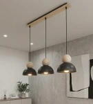 Kaki lampa wisząca 3xE27 czarna 1676/3