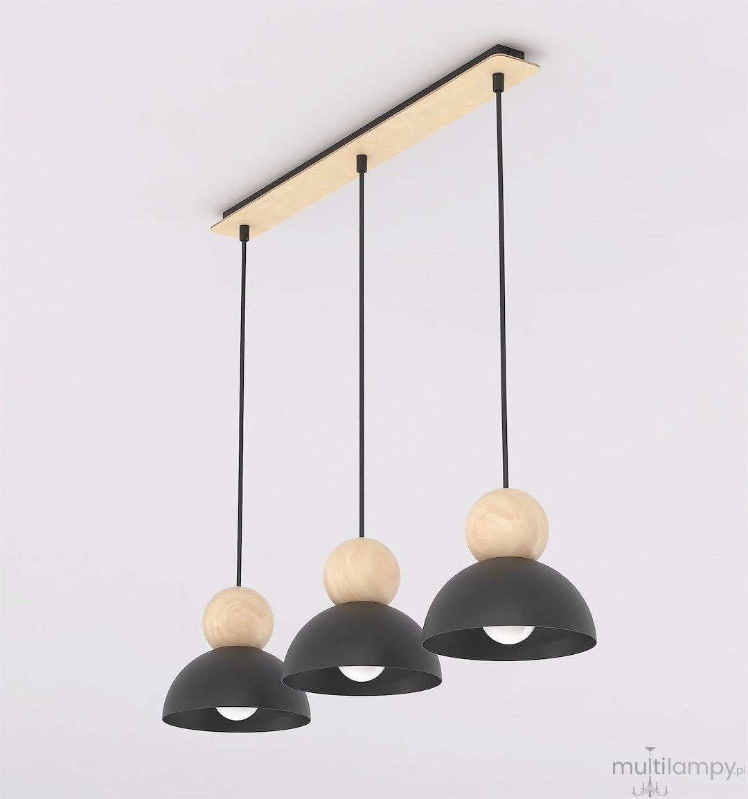 Kaki lampa wisząca 3xE27 czarna 1676/3