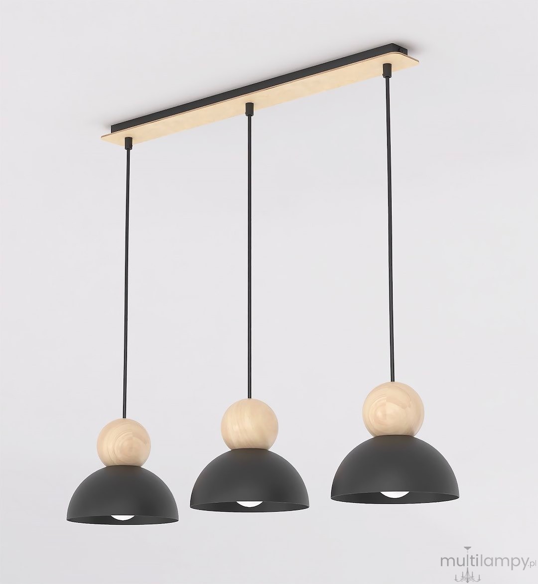 Kaki lampa wisząca 3xE27 czarna 1676/3