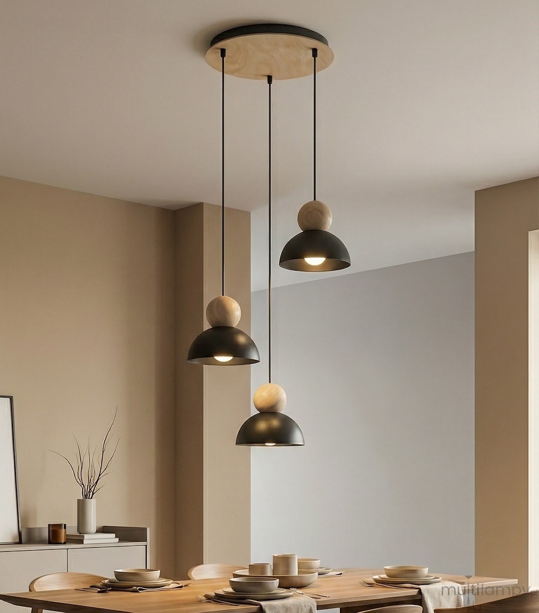 Kaki PREM lampa wisząca 3xE27 czarna 1676/3PREM