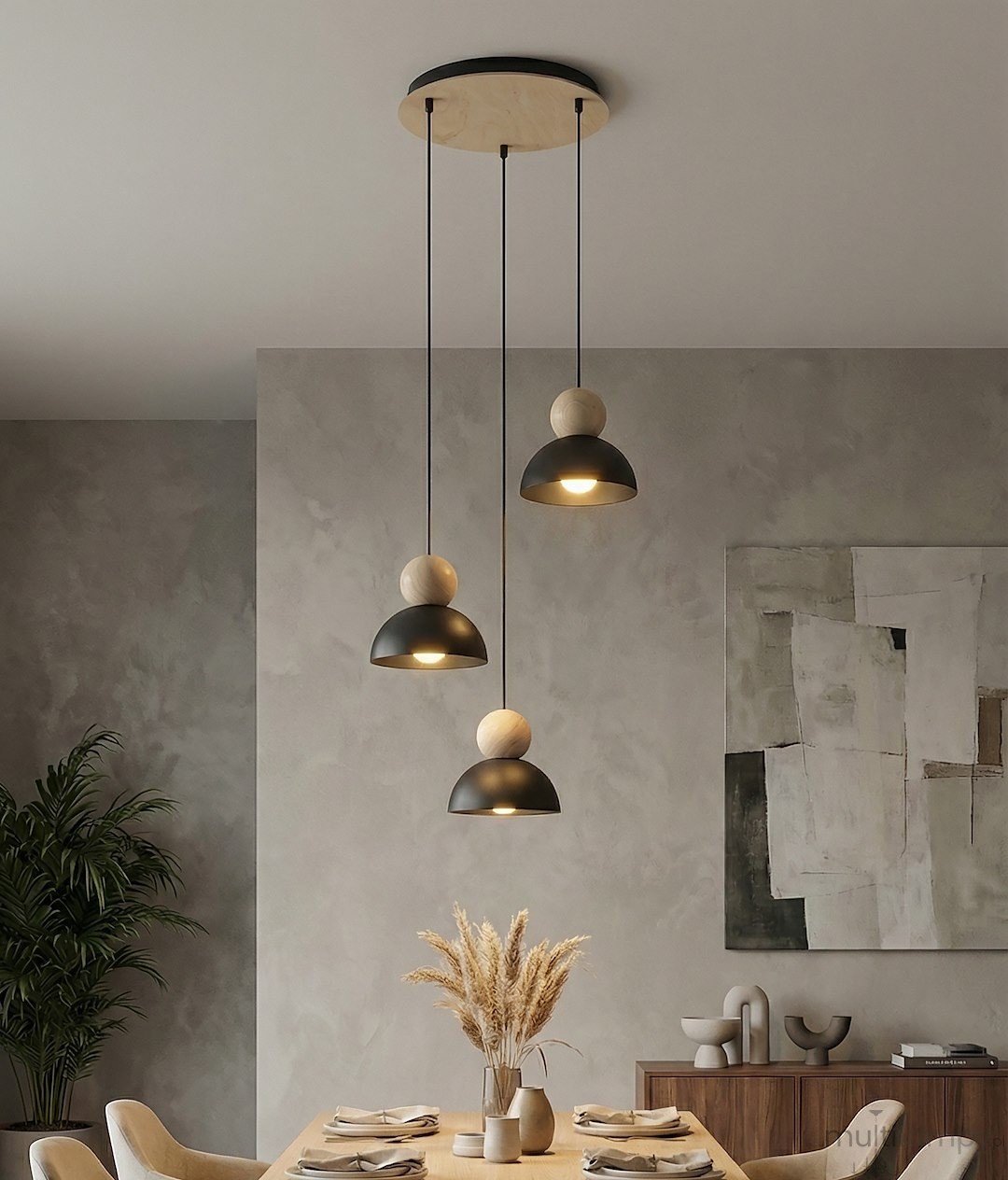 Kaki PREM lampa wisząca 3xE27 czarna 1676/3PREM