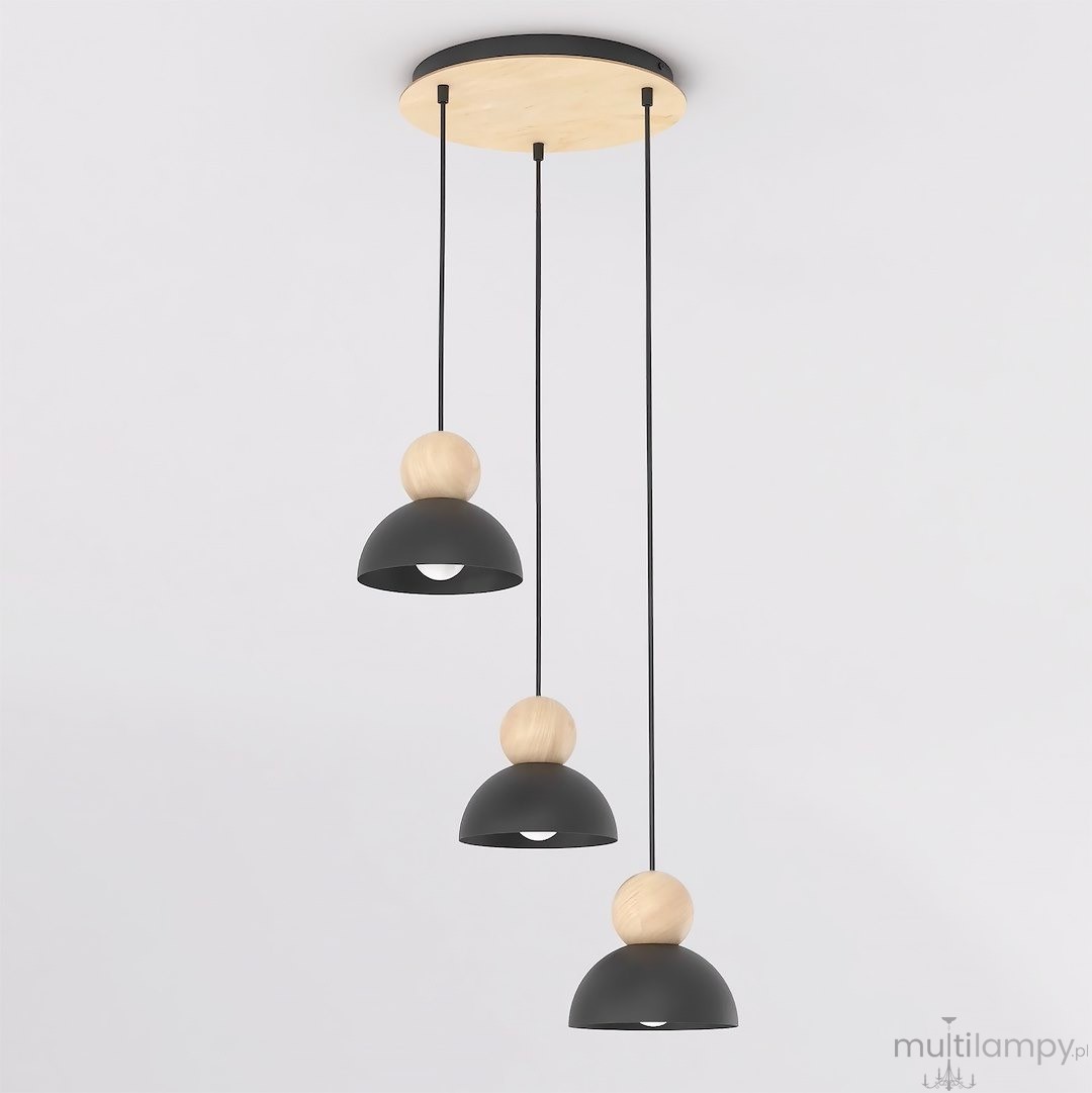 Kaki PREM lampa wisząca 3xE27 czarna 1676/3PREM