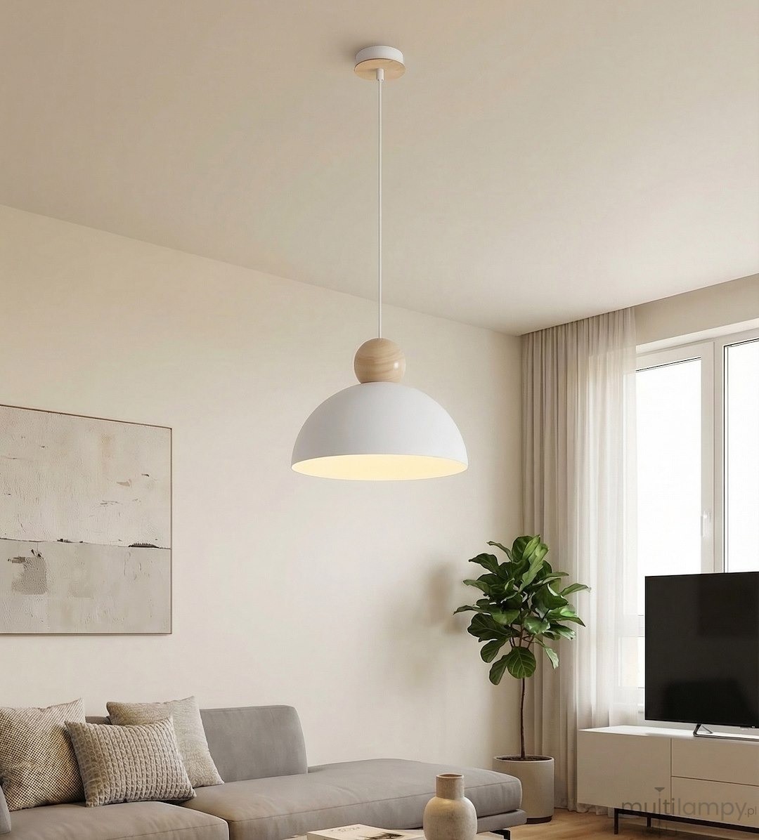 Kaki M lampa wisząca E27 biała 1677/1M