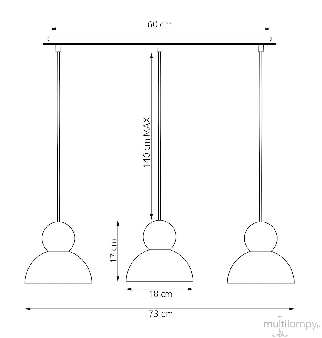 Kaki lampa wisząca 3xE27 biała 1677/3