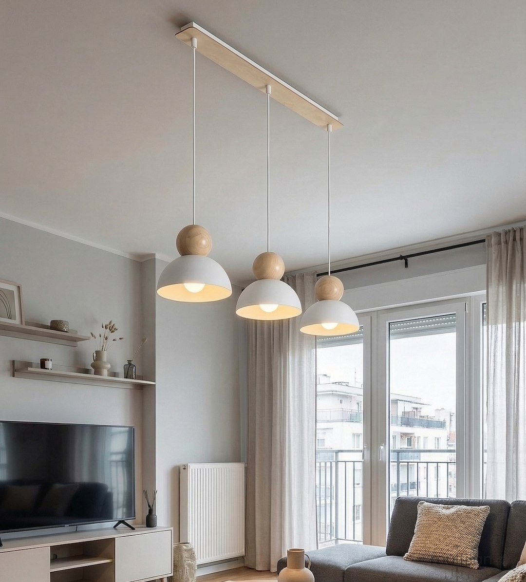 Kaki lampa wisząca 3xE27 biała 1677/3