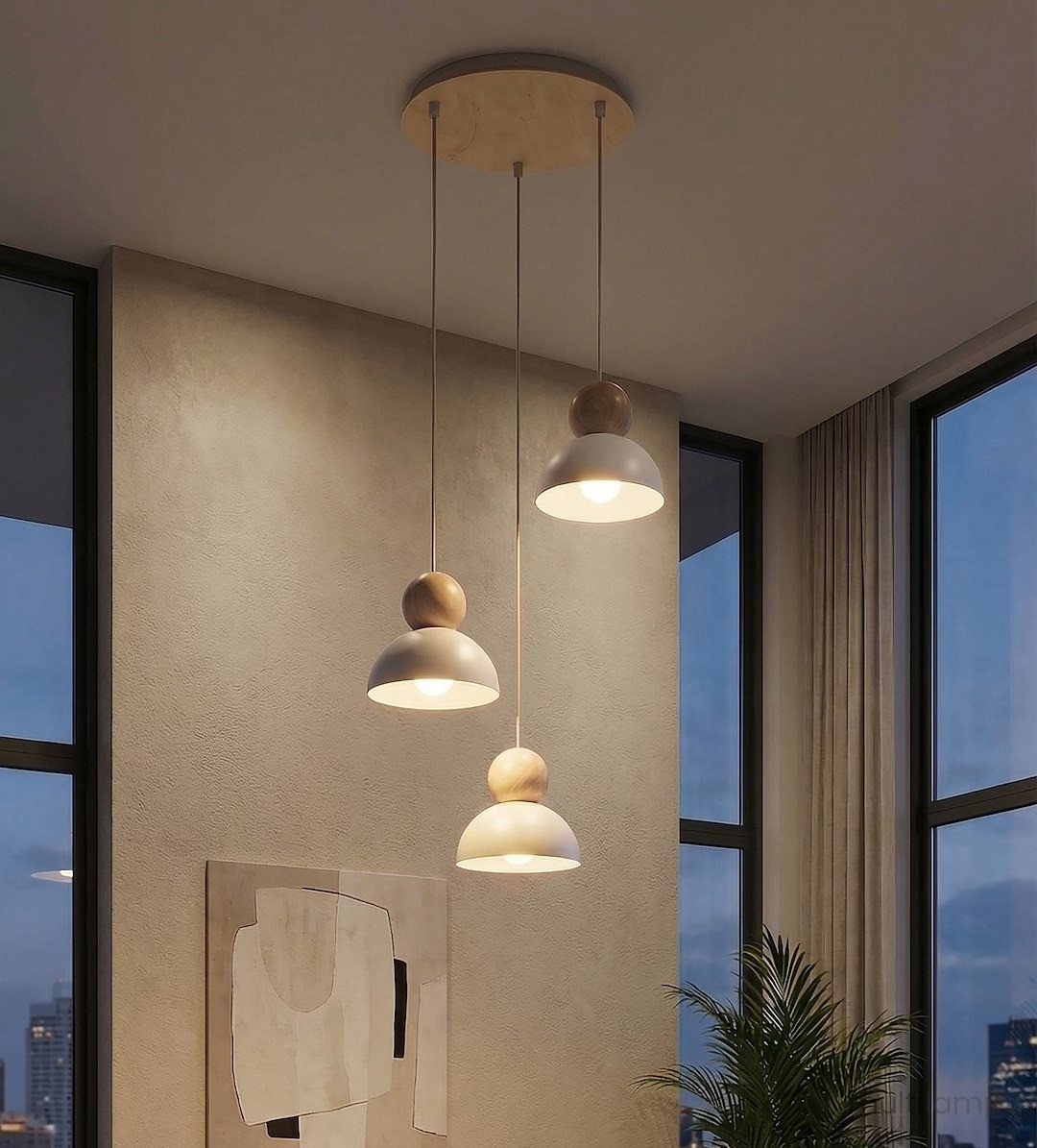 Kaki PREM lampa wisząca 3xE27 biała 1677/3PREM