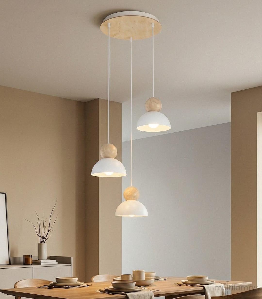Kaki PREM lampa wisząca 3xE27 biała 1677/3PREM