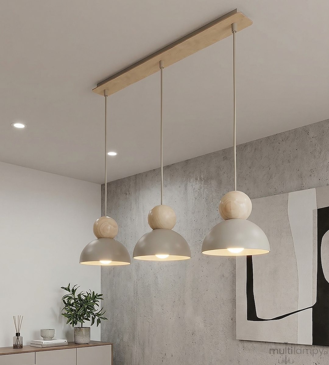 Kaki lampa wisząca 3xE27 mokka 1678/3