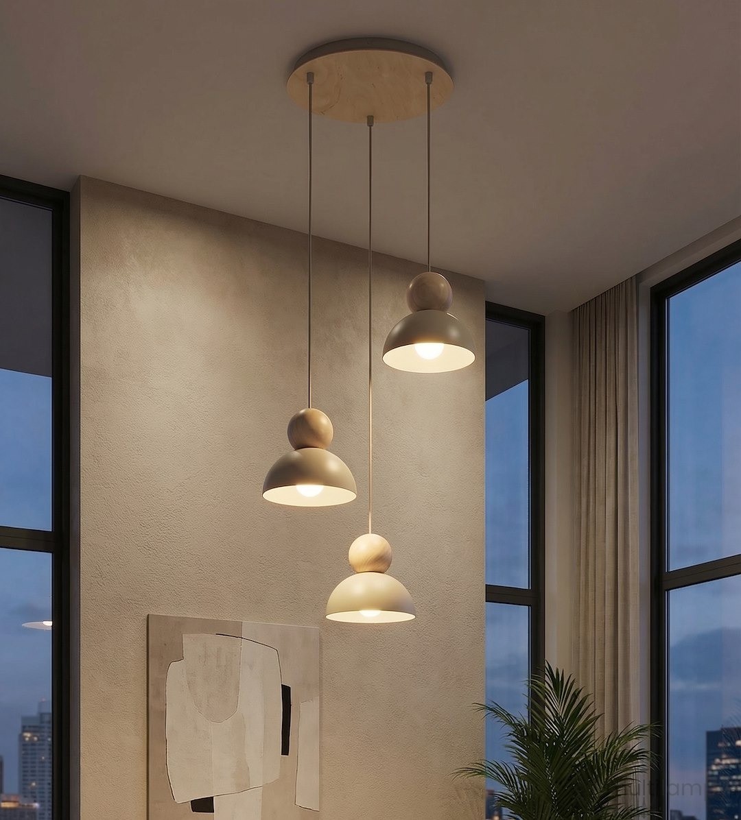 Kaki PREM lampa wisząca 3xE27 mokka 1678/3PREM