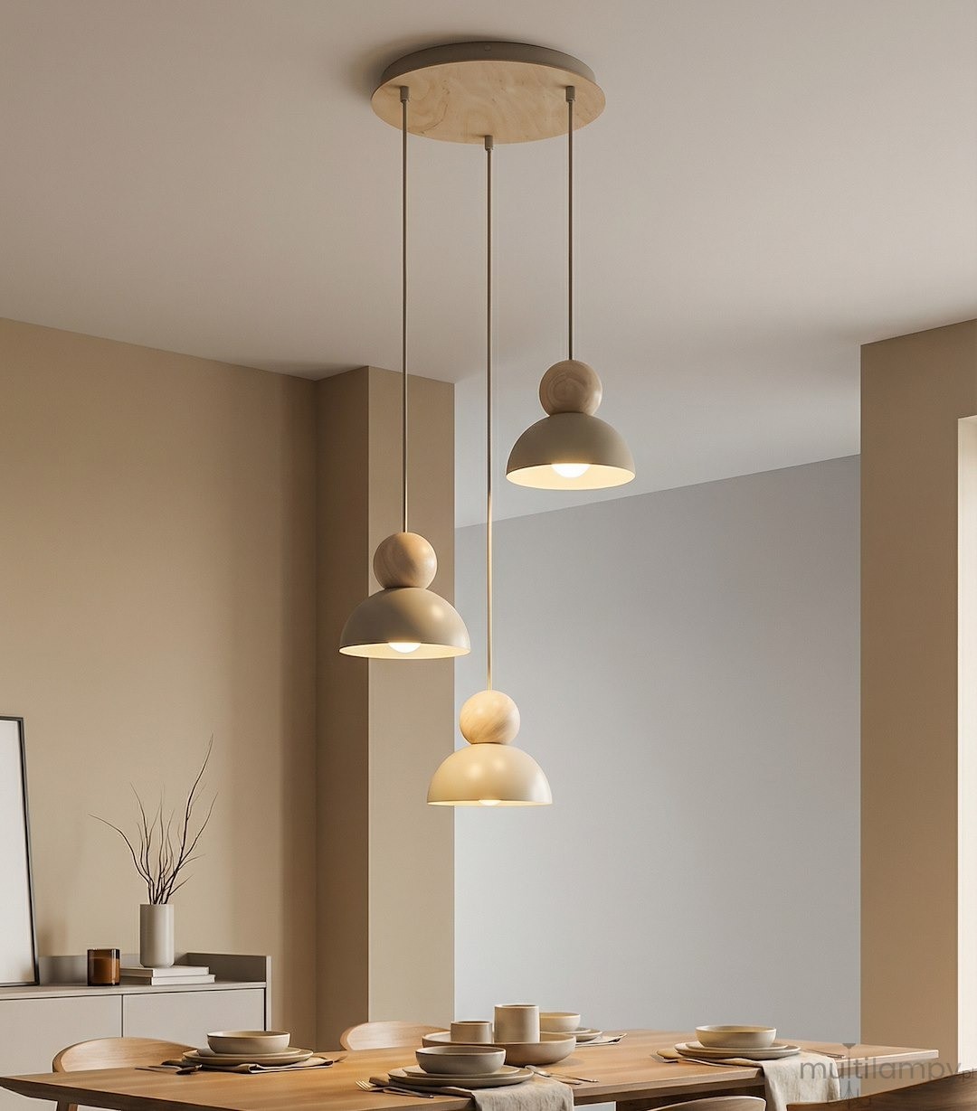 Kaki PREM lampa wisząca 3xE27 mokka 1678/3PREM