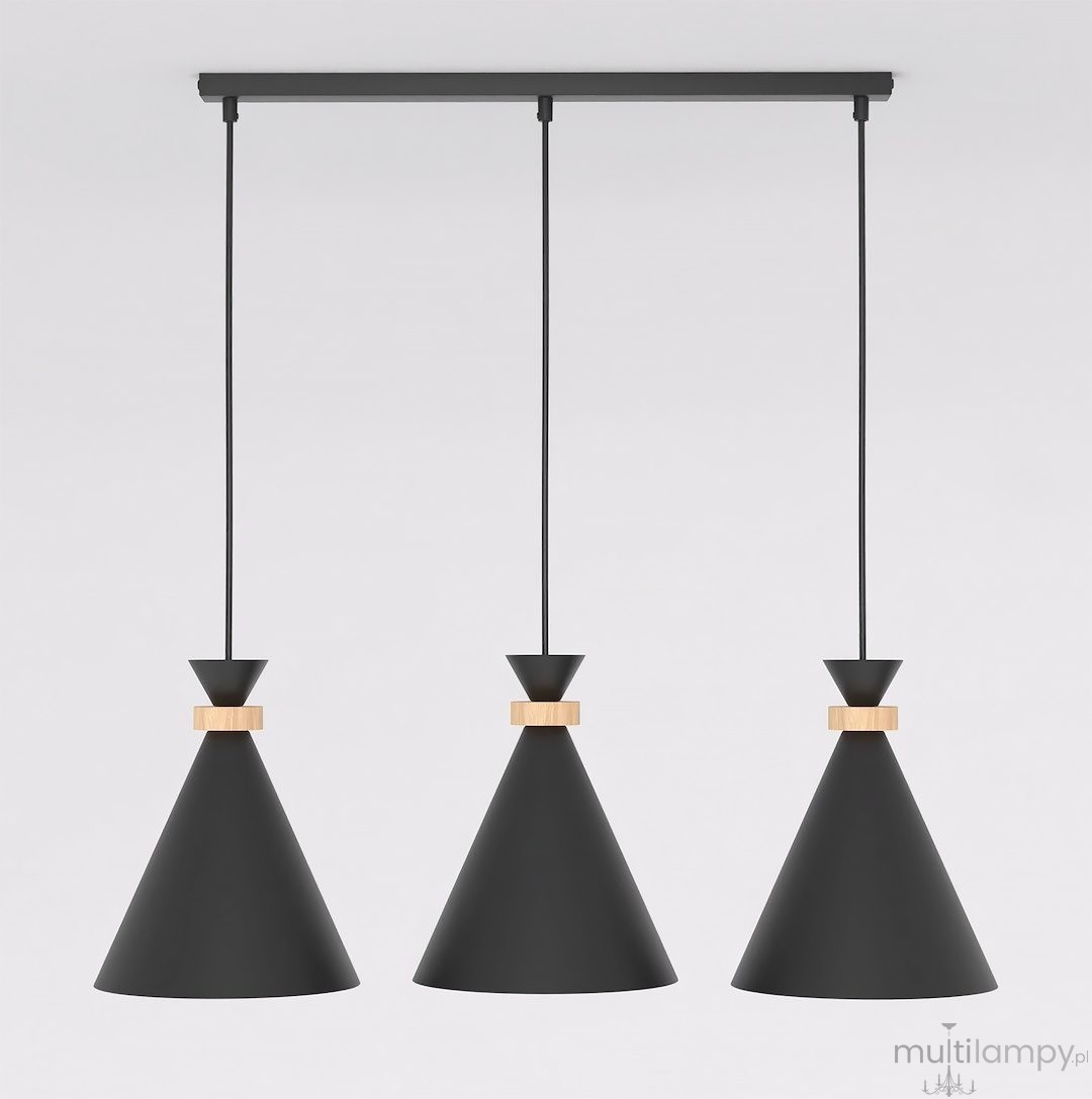 Zero lampa wisząca 3xE27 czarna 1682/3