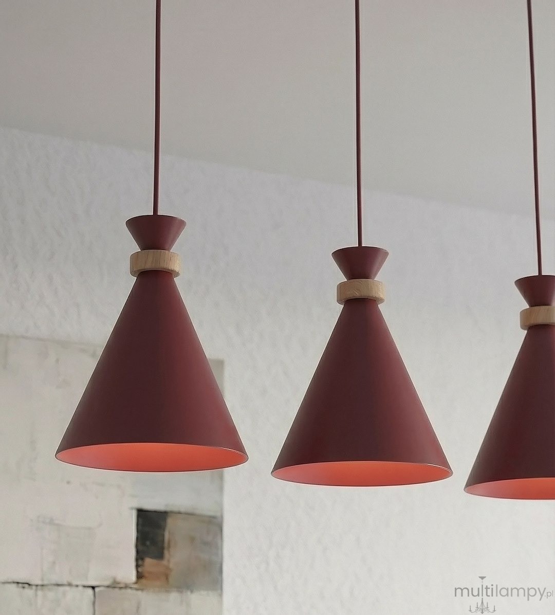 Zero lampa wisząca 3xE27 burgundy 1684/3