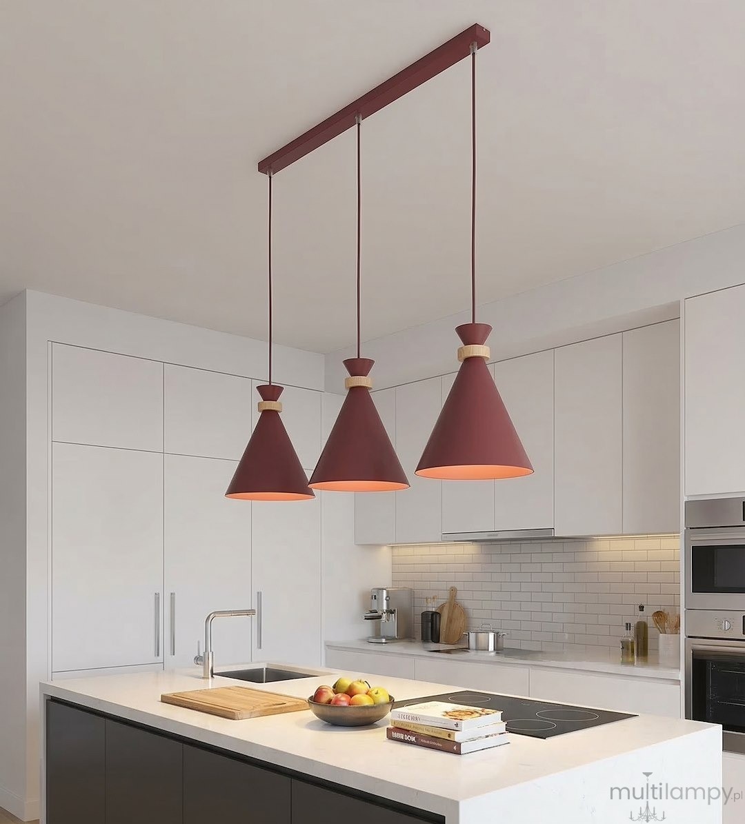 Zero lampa wisząca 3xE27 burgundy 1684/3