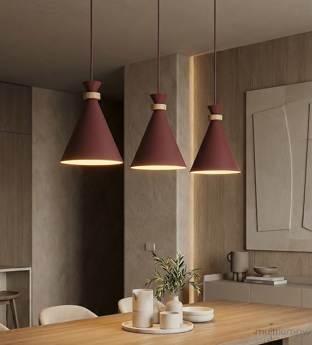 Zero lampa wisząca 3xE27 burgundy 1684/3