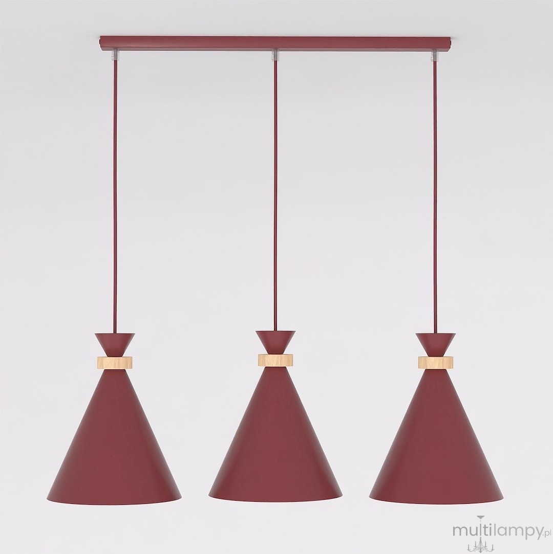 Zero lampa wisząca 3xE27 burgundy 1684/3
