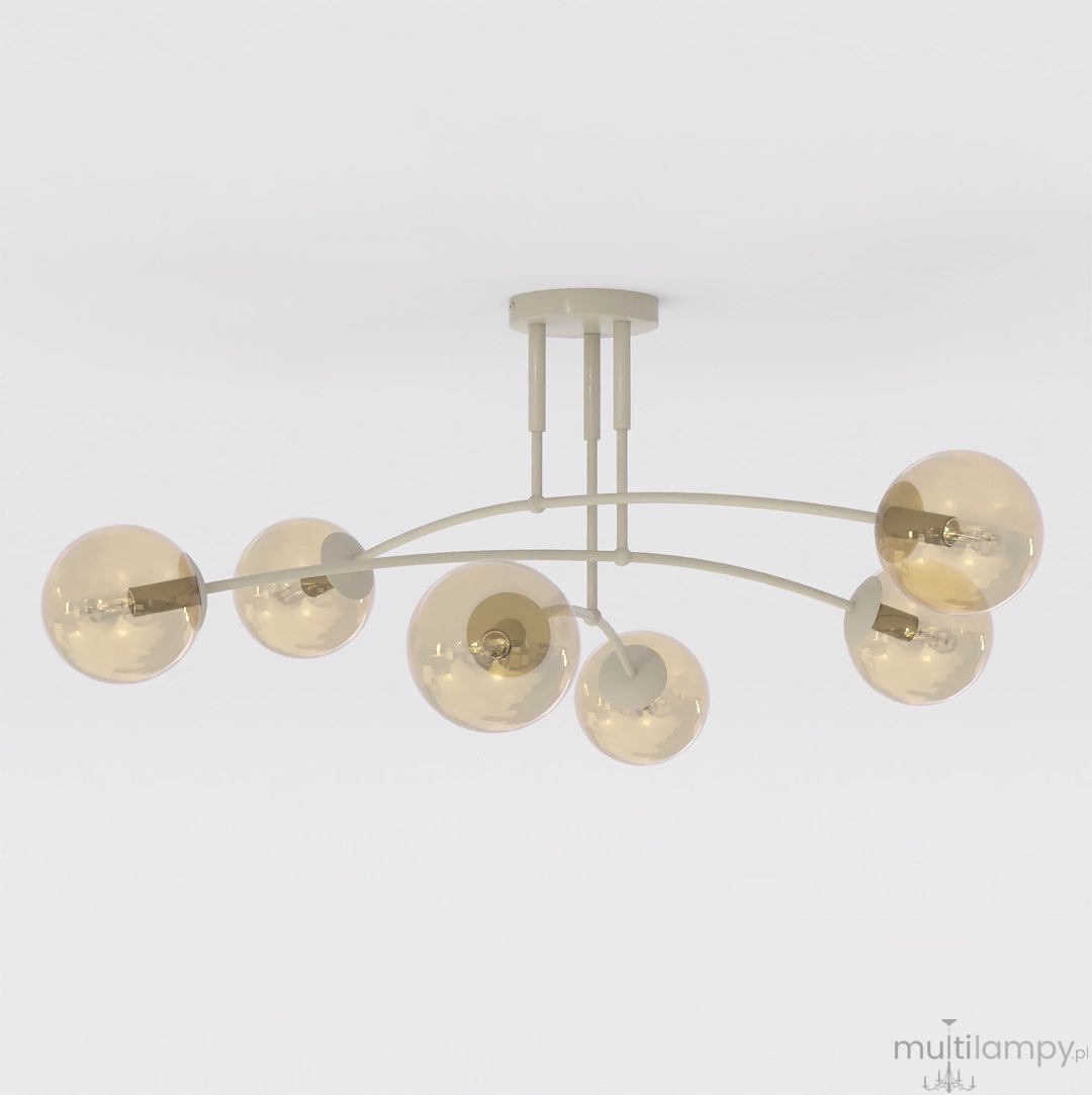 Pregos lampa sufitowa 6xE14 mokka miodowy 1686/6