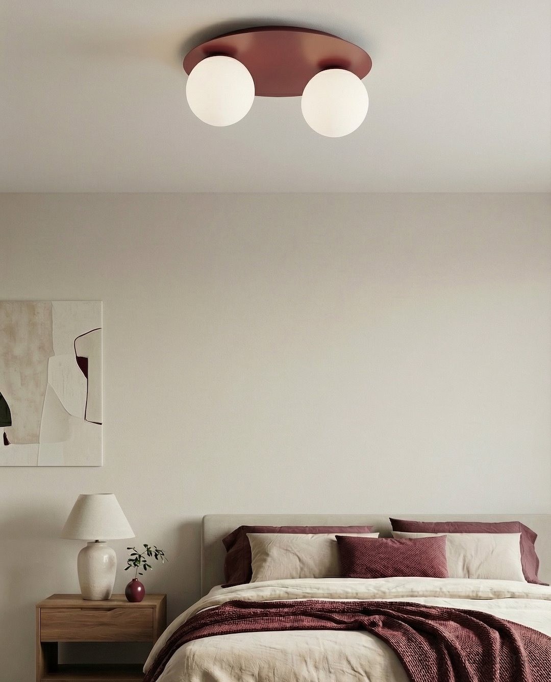 Solar lampa sufitowa 2xE14 burgundy biały 1688/2