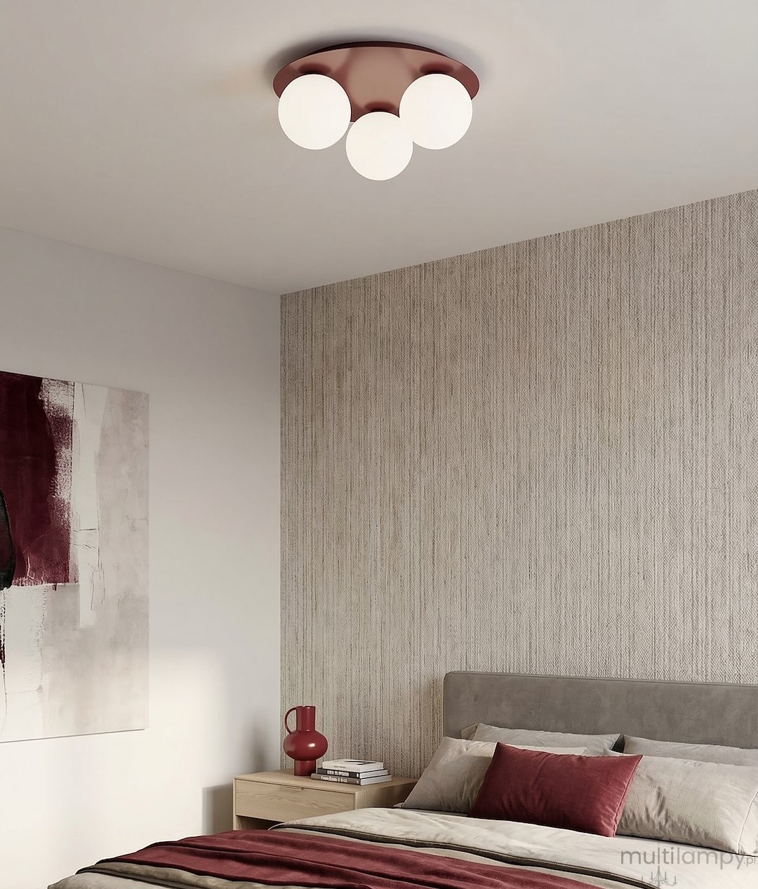 Solar lampa sufitowa 3xE14 burgundy biały 1688/3