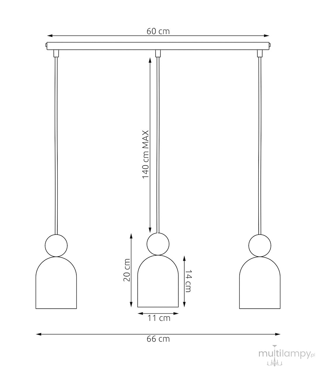 Mesi lampa wisząca 3xGU10 czarna 1692/3