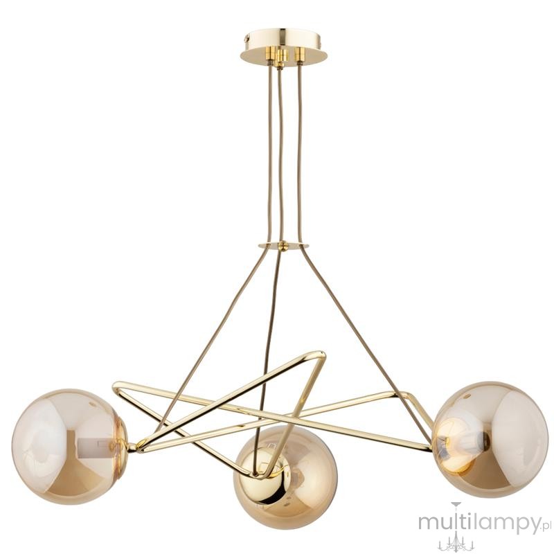 Tristan lampa wisząca 3xE14 złota bursztyn 62343