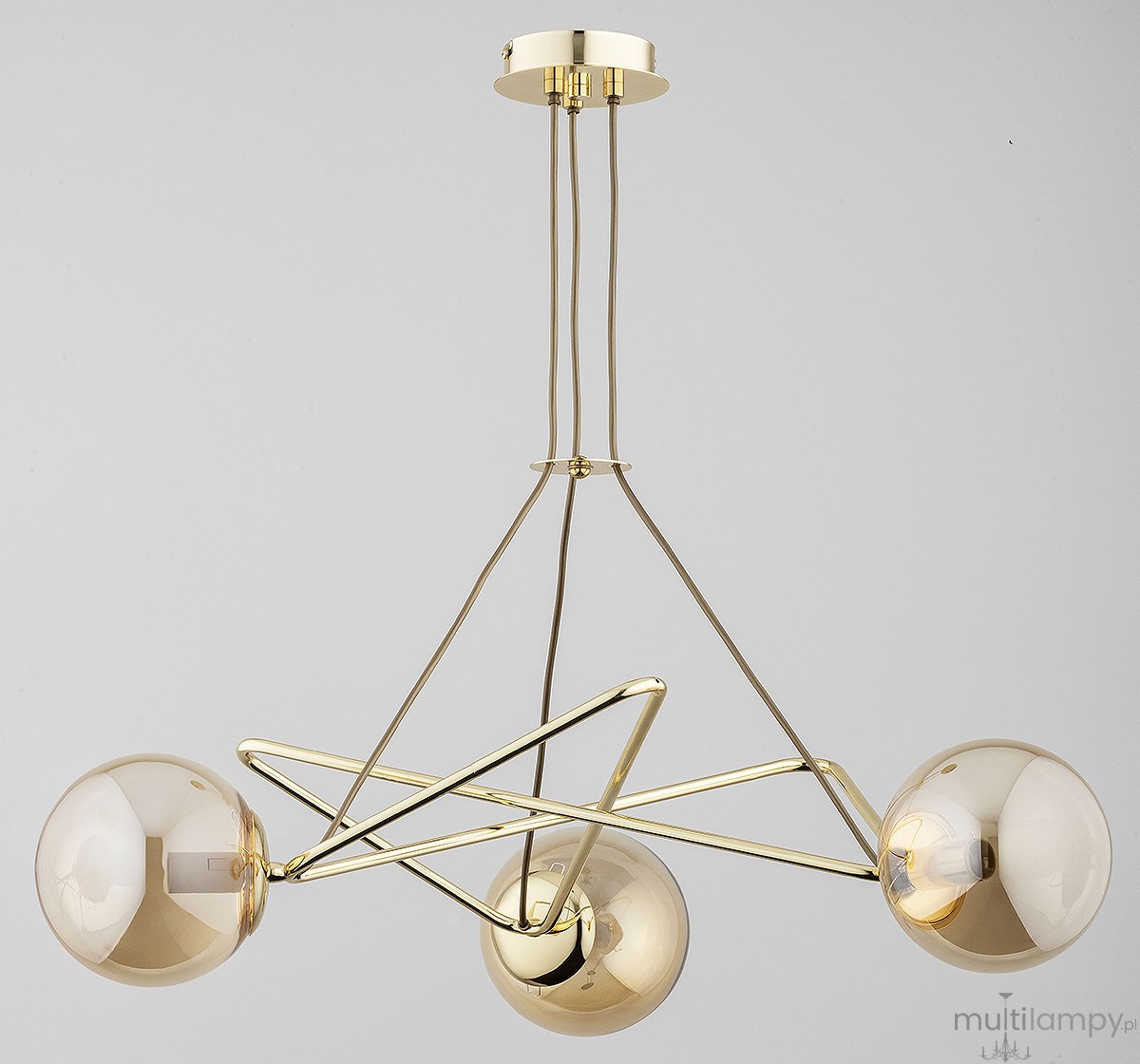 Tristan lampa wisząca 3xE14 złota bursztyn 62343