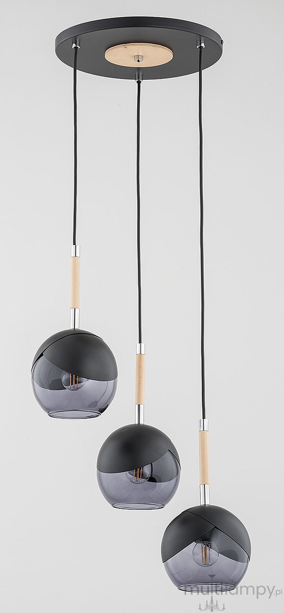 Miltona lampa wisząca 3xE27 czarna chrom 62419