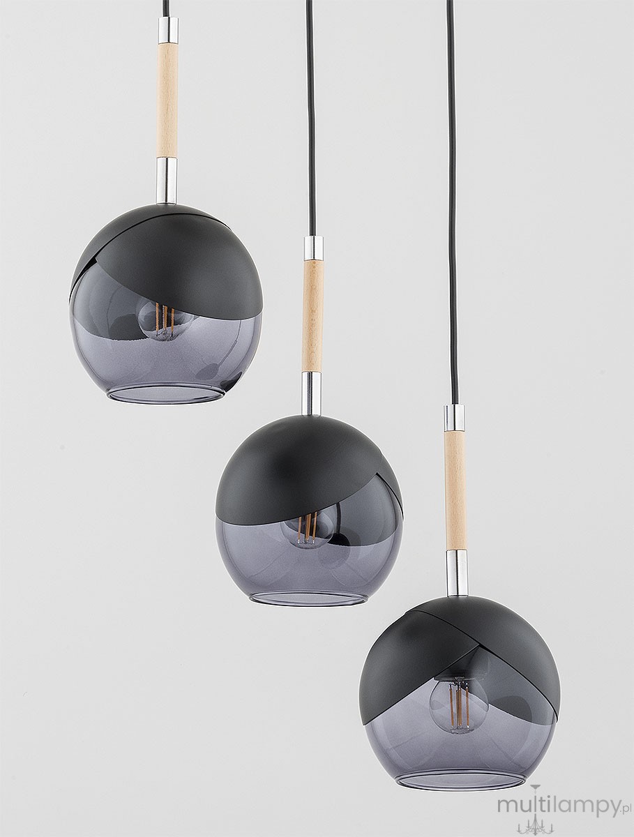 Miltona lampa wisząca 3xE27 czarna chrom 62419