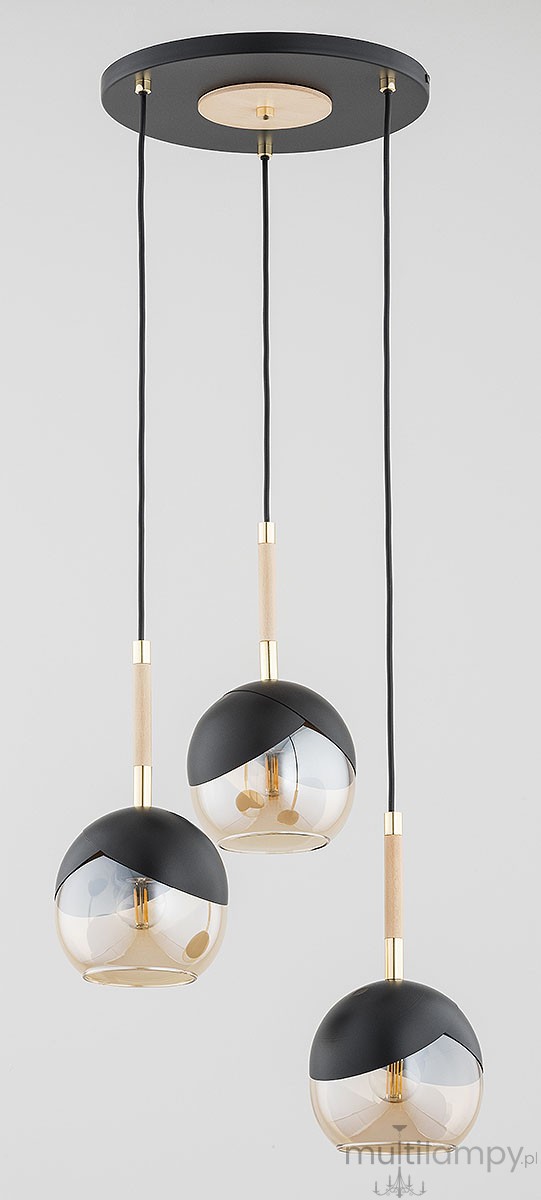 Miltona lampa wisząca 3xE27 czarna złota 62418