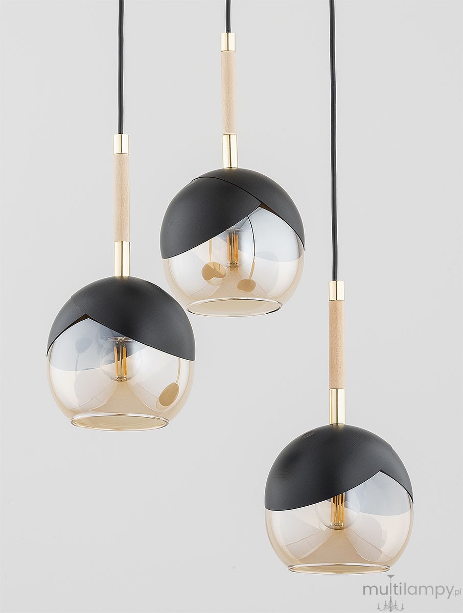Miltona lampa wisząca 3xE27 czarna złota 62418