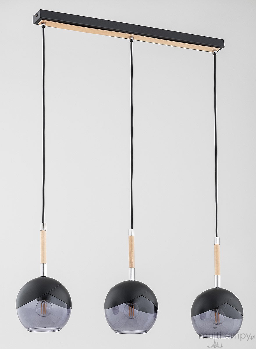 Miltona lampa wisząca 3xE27 czarna chrom 62417
