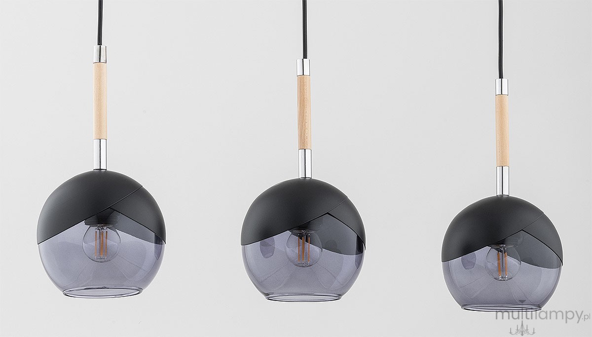 Miltona lampa wisząca 3xE27 czarna chrom 62417