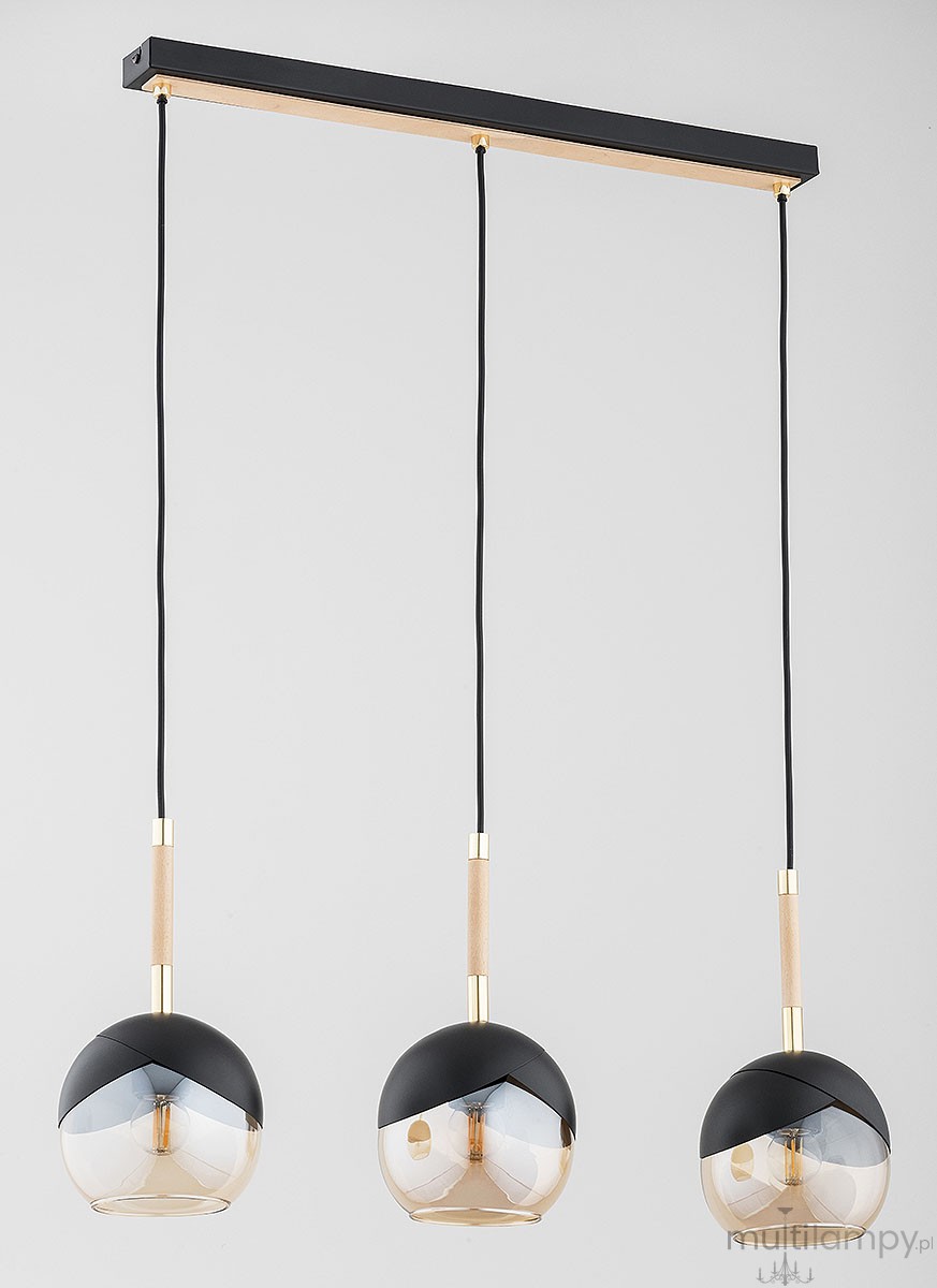 Miltona lampa wisząca 3xE27 czarna złota 62416