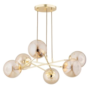 Tristan lampa wisząca 6xE14 złota bursztyn 63248