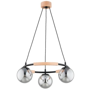 Aksja lampa wisząca 3xE14 czarna jasne drewno 62491