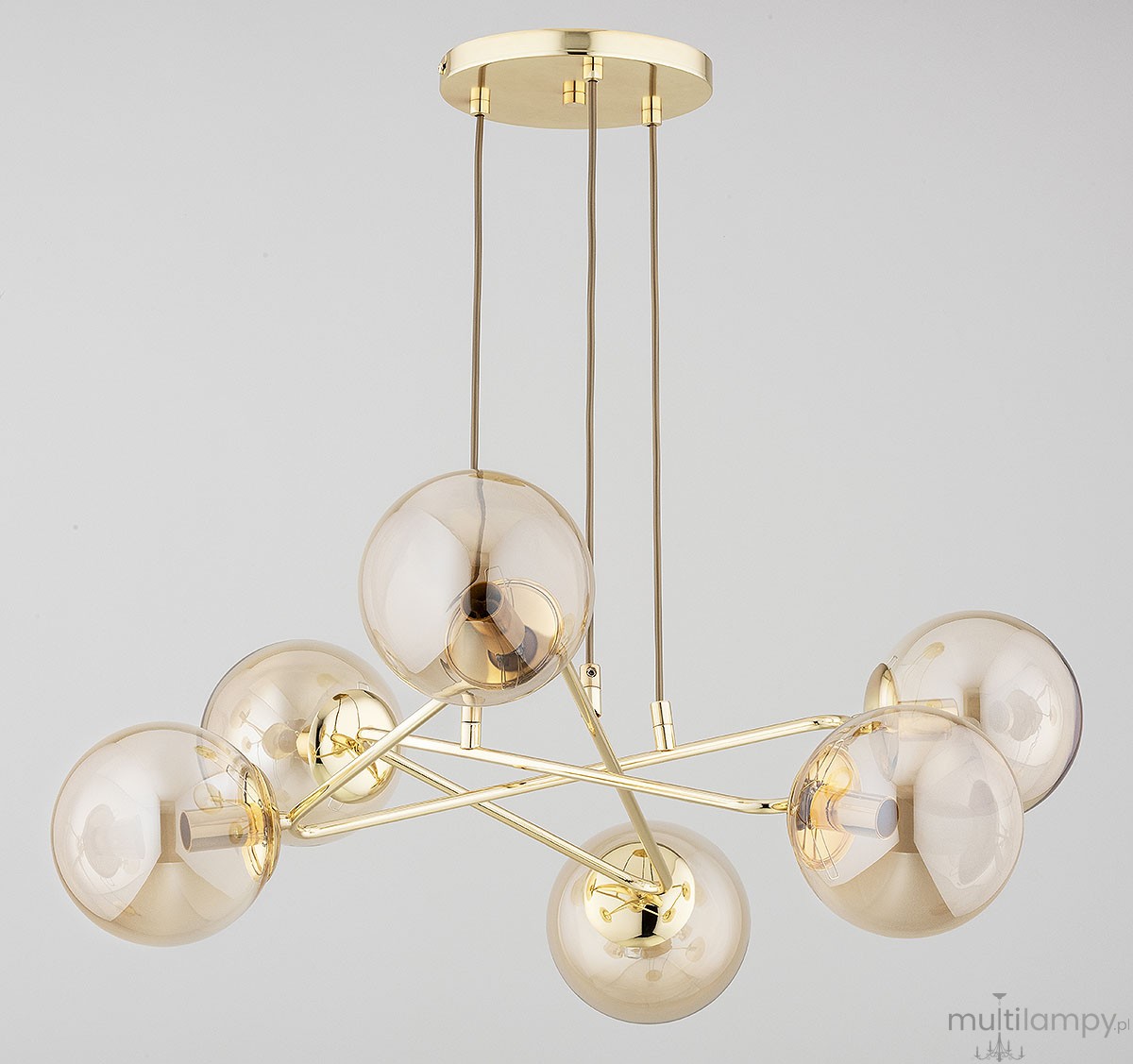 Tristan lampa wisząca 6xE14 złota bursztyn 63248
