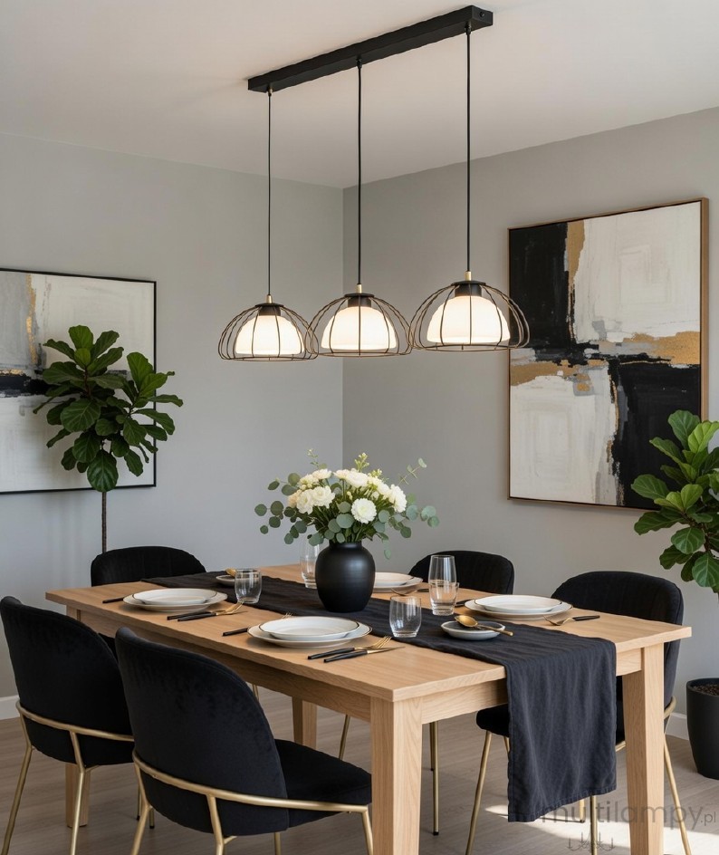 Nersy lampa wisząca 3xE27 czarna 62445