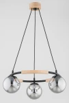 Aksja lampa wisząca 3xE14 czarna jasne drewno 62491