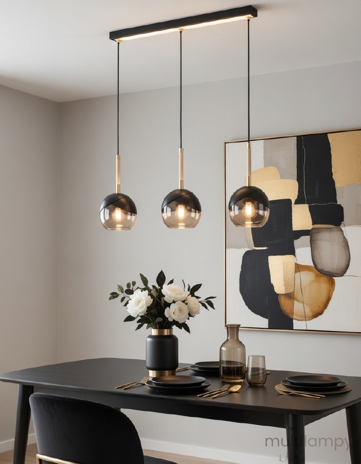 Miltona lampa wisząca 3xE27 czarna złota 62416